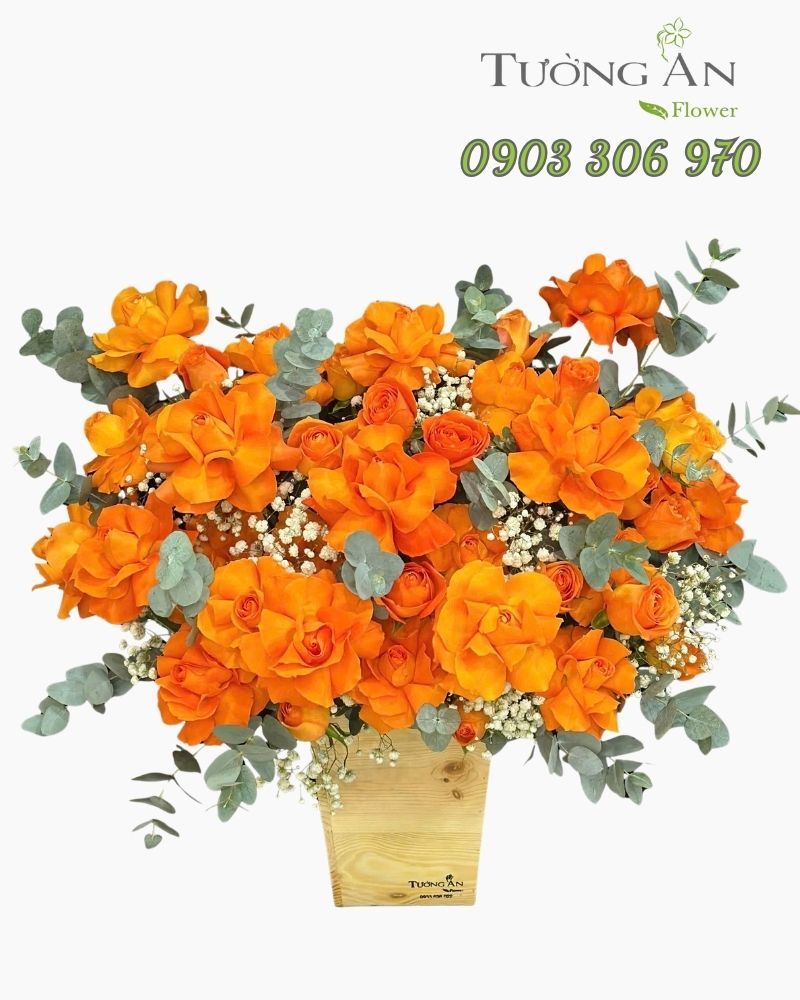  Hoa Cắm Hộp Nắng Cam Rực Rỡ - HCH13 