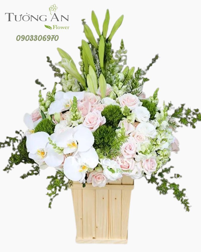  Hộp Hoa Trắng Xanh - B171 