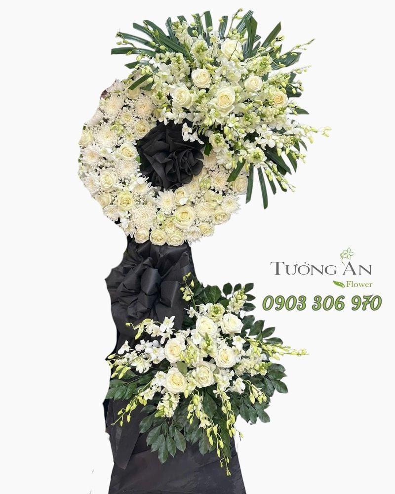  Vòng Hoa Chia Buồn Trắng Lặng Vô Ưu - HTL07 