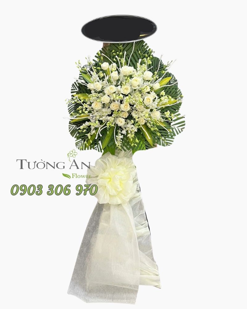  Vòng Hoa Chia Buồn Trắng An Tịnh - HTL22 