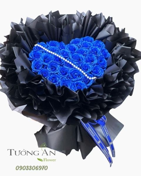 Bó Hoa Sáp Trái Tim Xanh Vĩnh Cửu - HST04