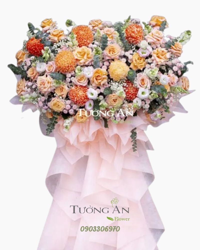  Kệ Hoa Chúc Mừng Khai Trương Tone Cam - B524 