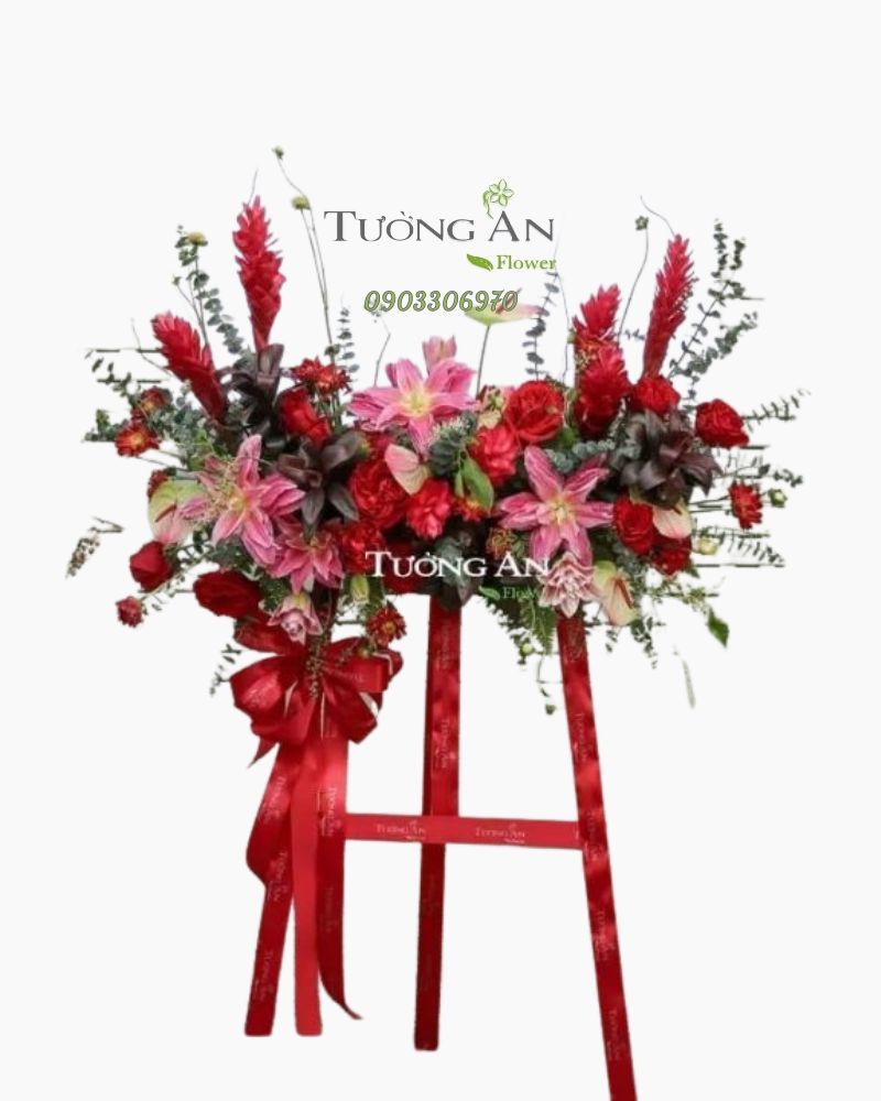  Kệ Hoa Chúc Mừng Tone Đỏ - B455 