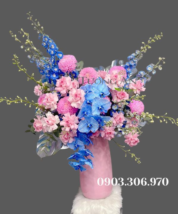  Bình Hoa Nốt Nhạc Hồng Lam - MM122 