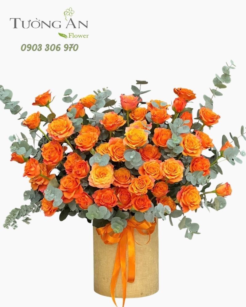  Hoa Cắm Hộp Cam Diễm Khởi Sắc - HCH96 
