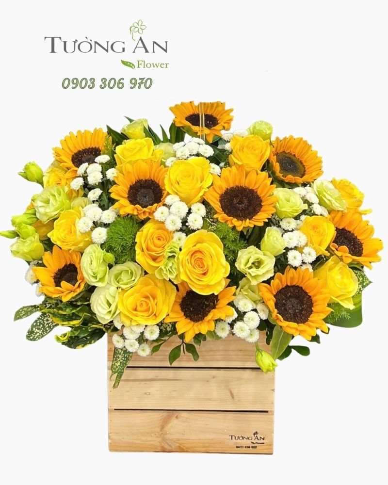  Hoa Cắm Hộp Ánh Dương Tươi Sáng - HCH98 