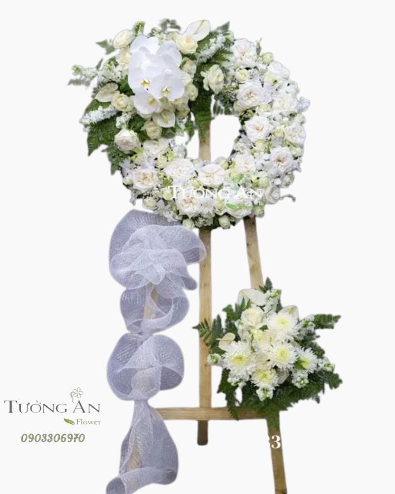  Vòng Hoa Đám Tang Tông Trắng - B334 