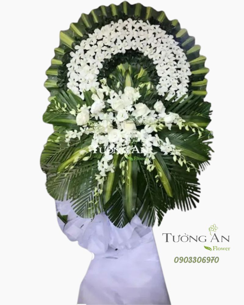  Vòng Hoa Phúng Điếu Tông Trắng - B238 