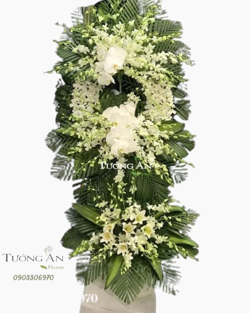  Vòng Hoa Viếng Tông Trắng 2 Tầng - B268 