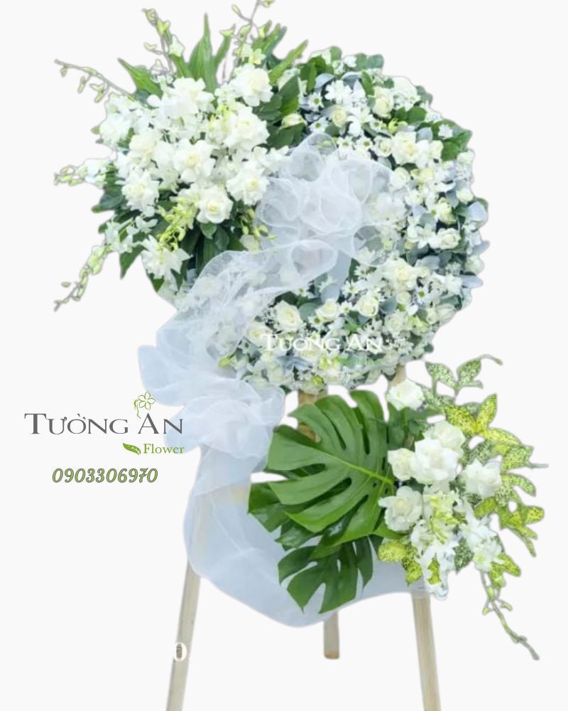  Vòng Hoa Viếng Tông Trắng - B299 