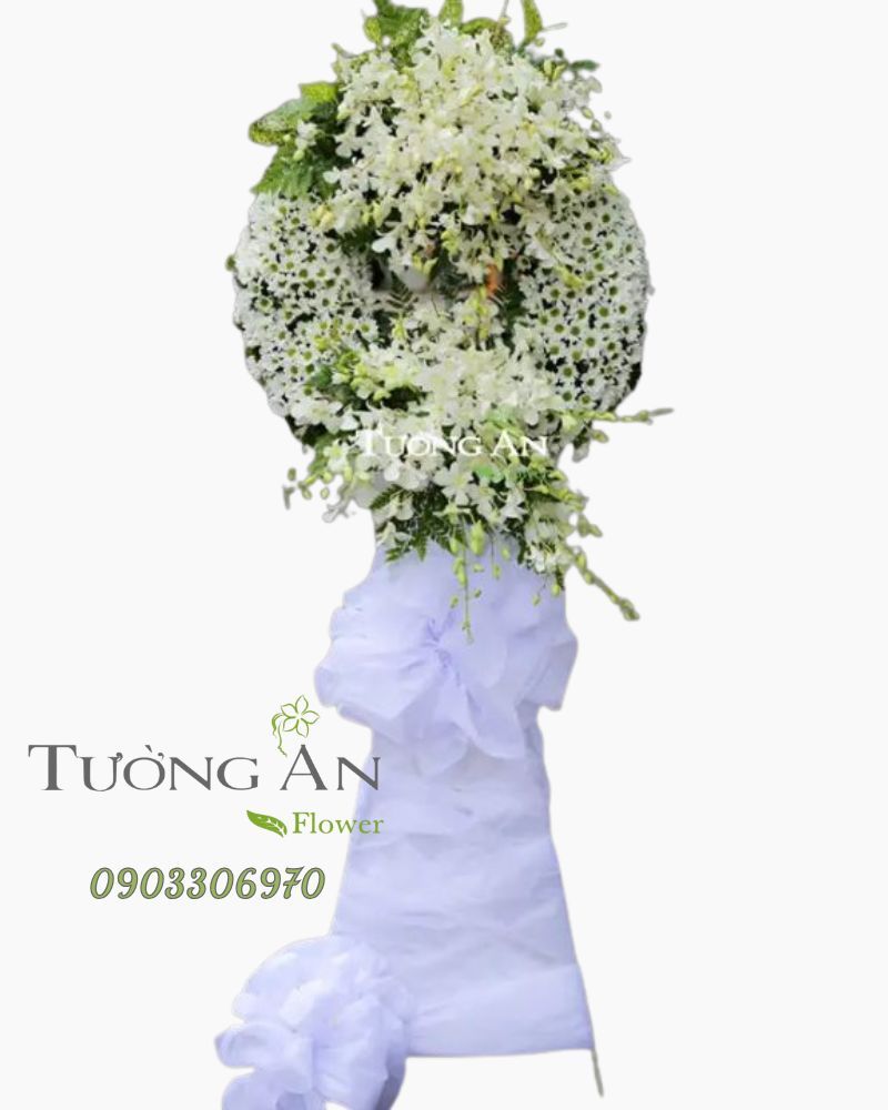  Vòng Hoa Viếng Tông Trắng - B302 