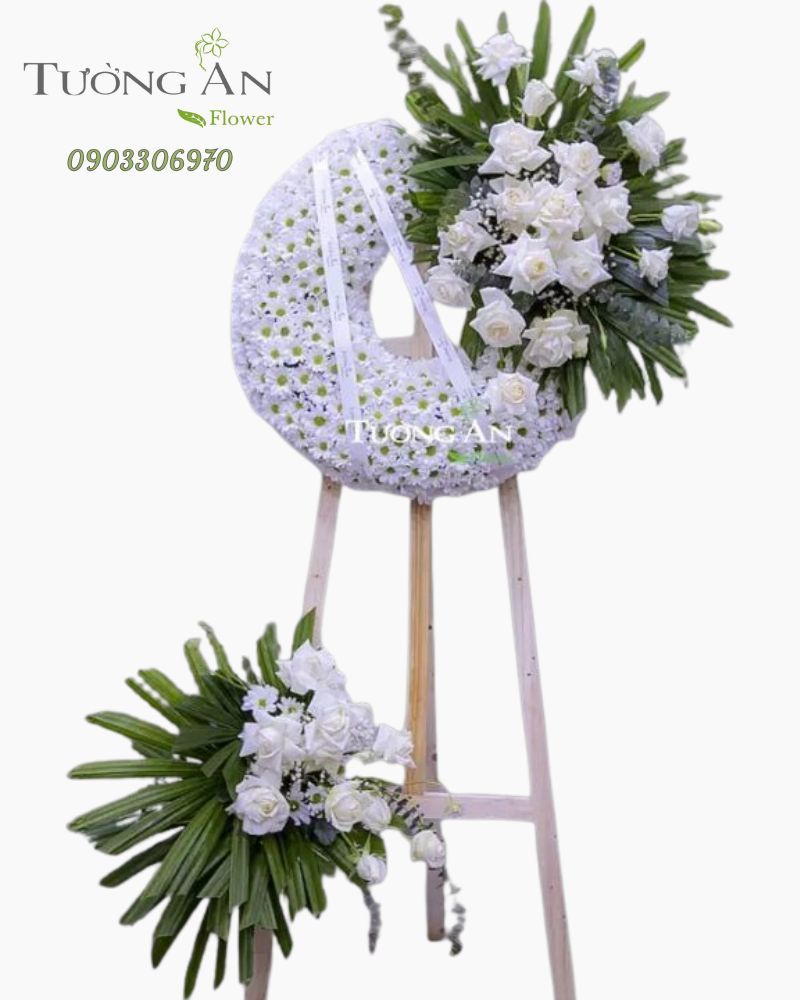  Vòng Hoa Viếng Tông Trắng - B304 