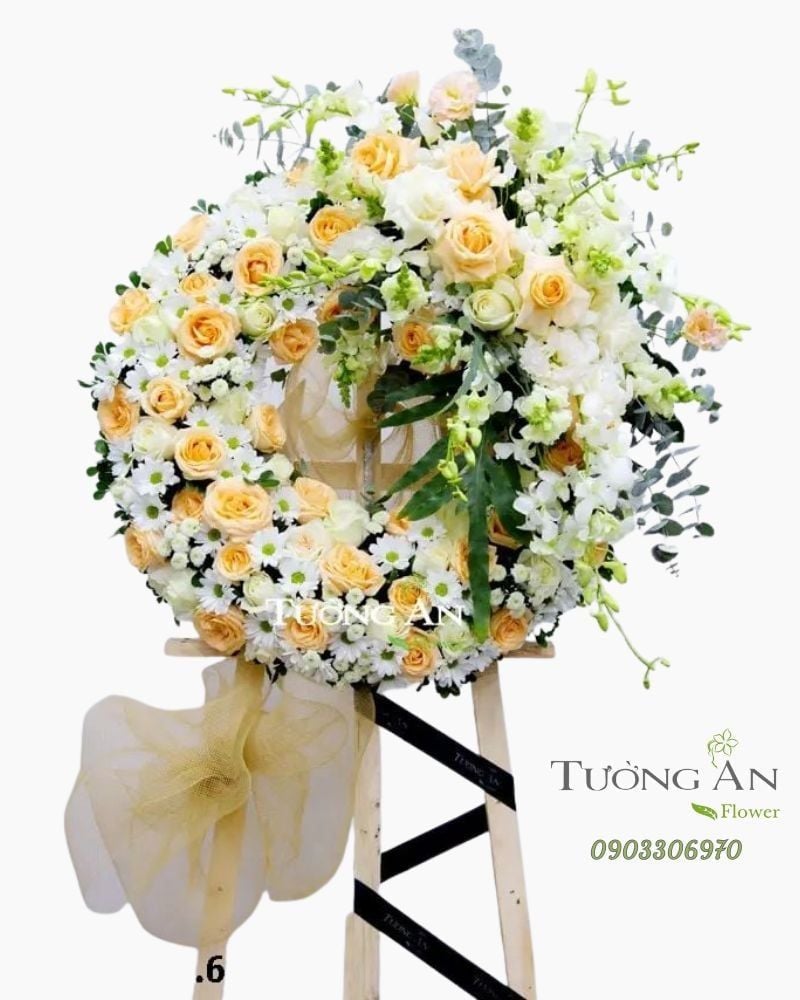  Vòng Hoa Viếng Tông Vàng Nhẹ - B314 