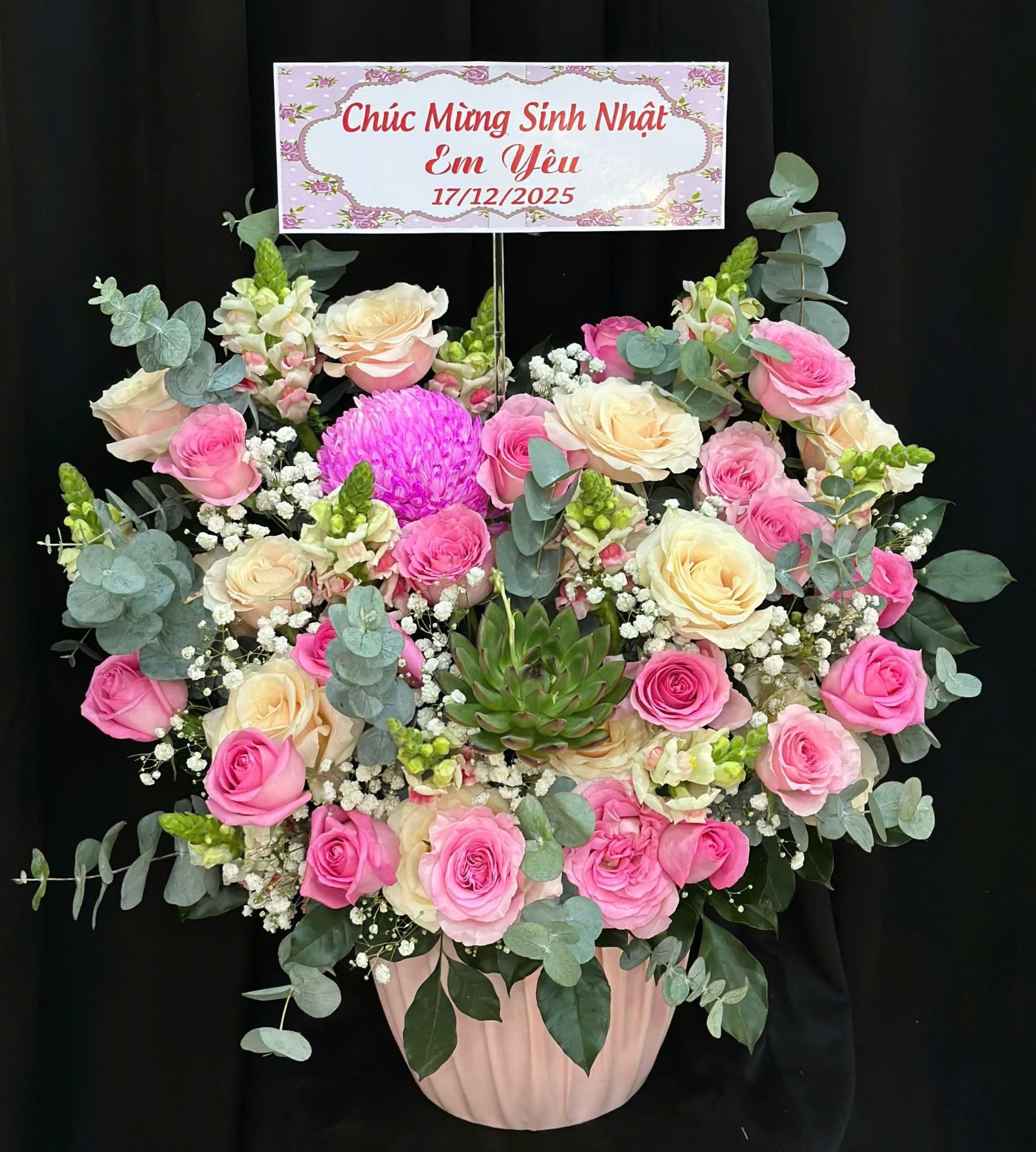  Hoa Cắm Hộp Hồng Vân An Nhiên - HCH14 