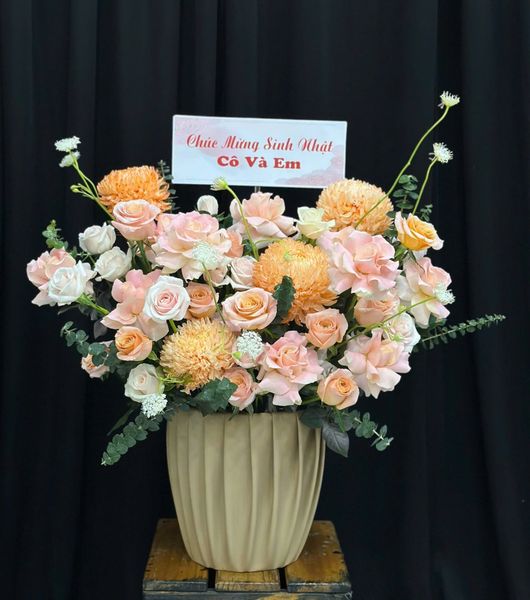 Hoa Cắm Hộp Cam Hồng An Yên - HCH25