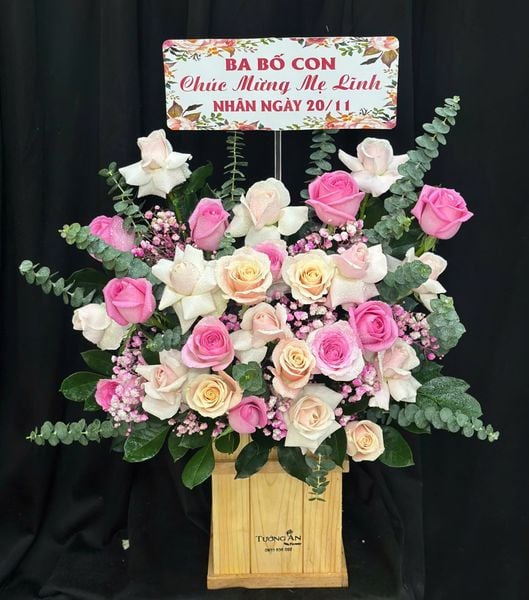 Hoa Cắm Hộp An Nhiên Hồng Phấn - HCH38