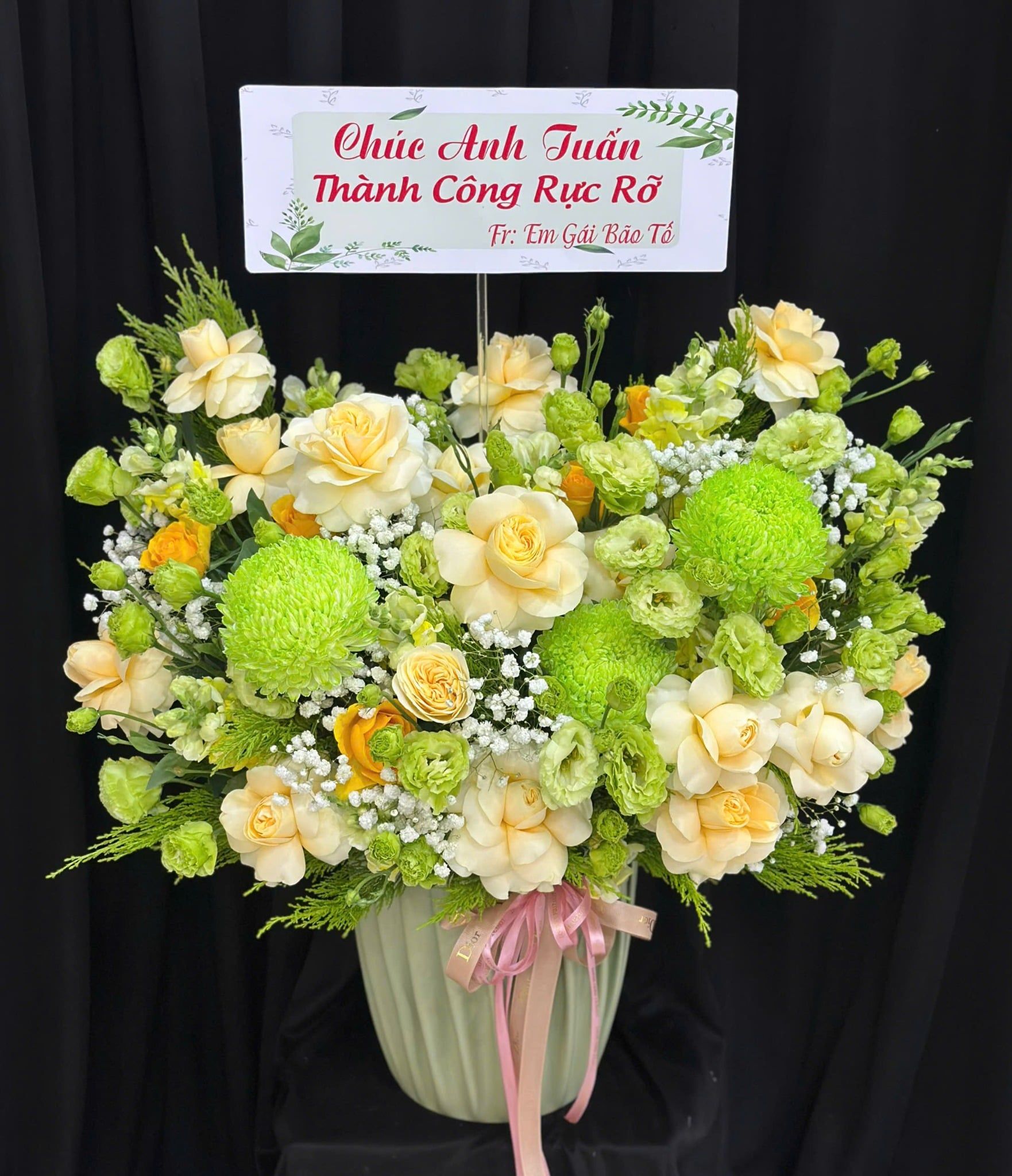  Hoa Cắm Hộp Sắc Xanh An Lành - HCH50 