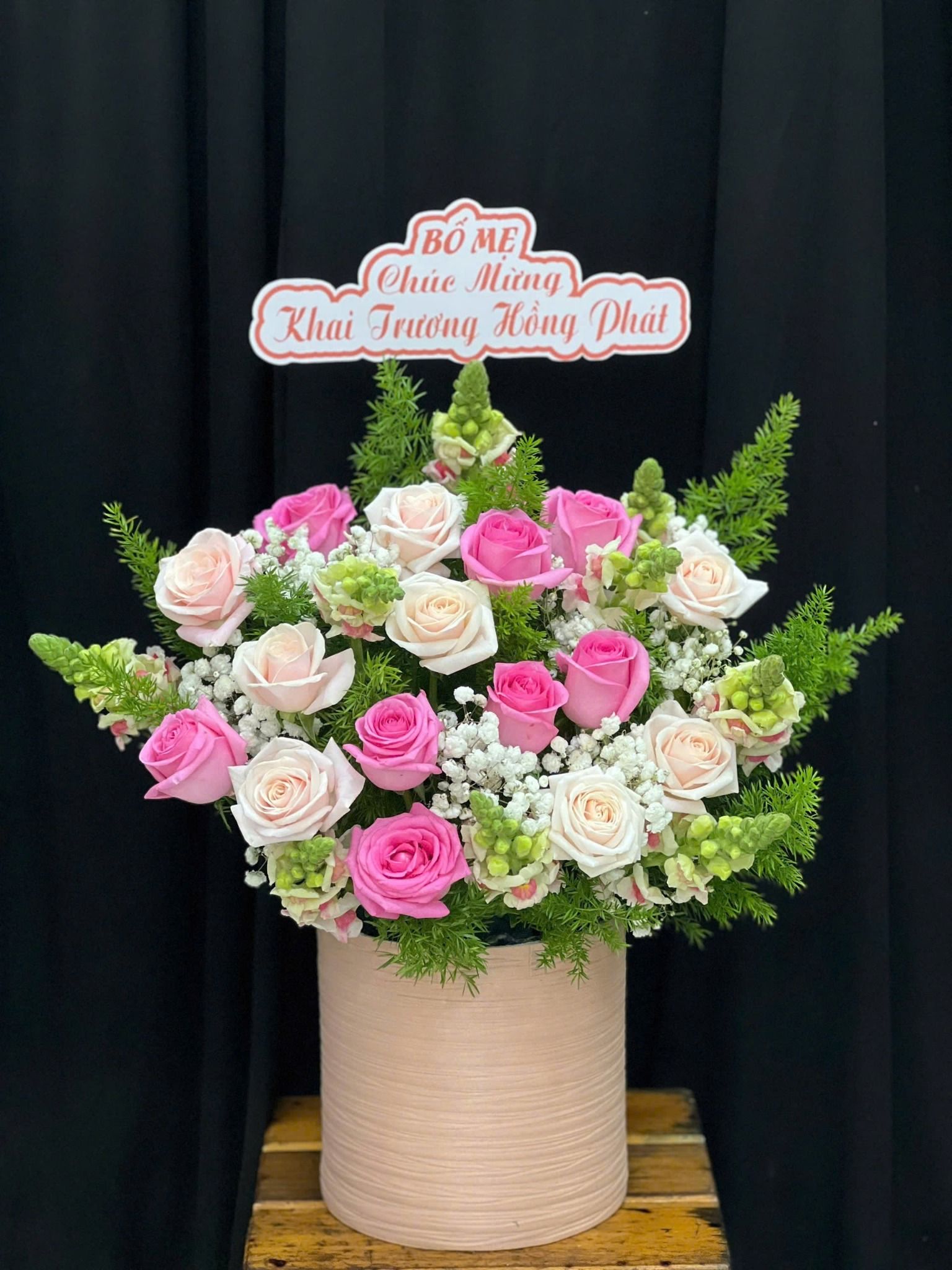  Hoa Cắm Hộp Hồng Phấn Thanh Xuân - HCH58 