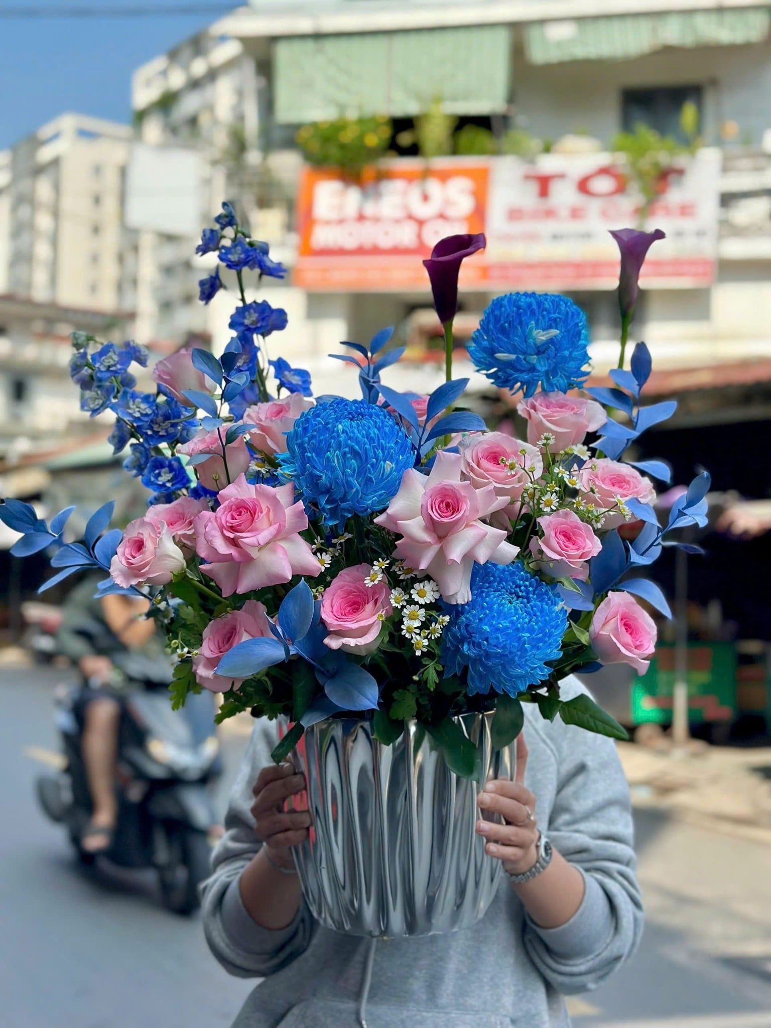  Hoa Cắm Hộp Lam Hồng An Nhiên - HCH61 