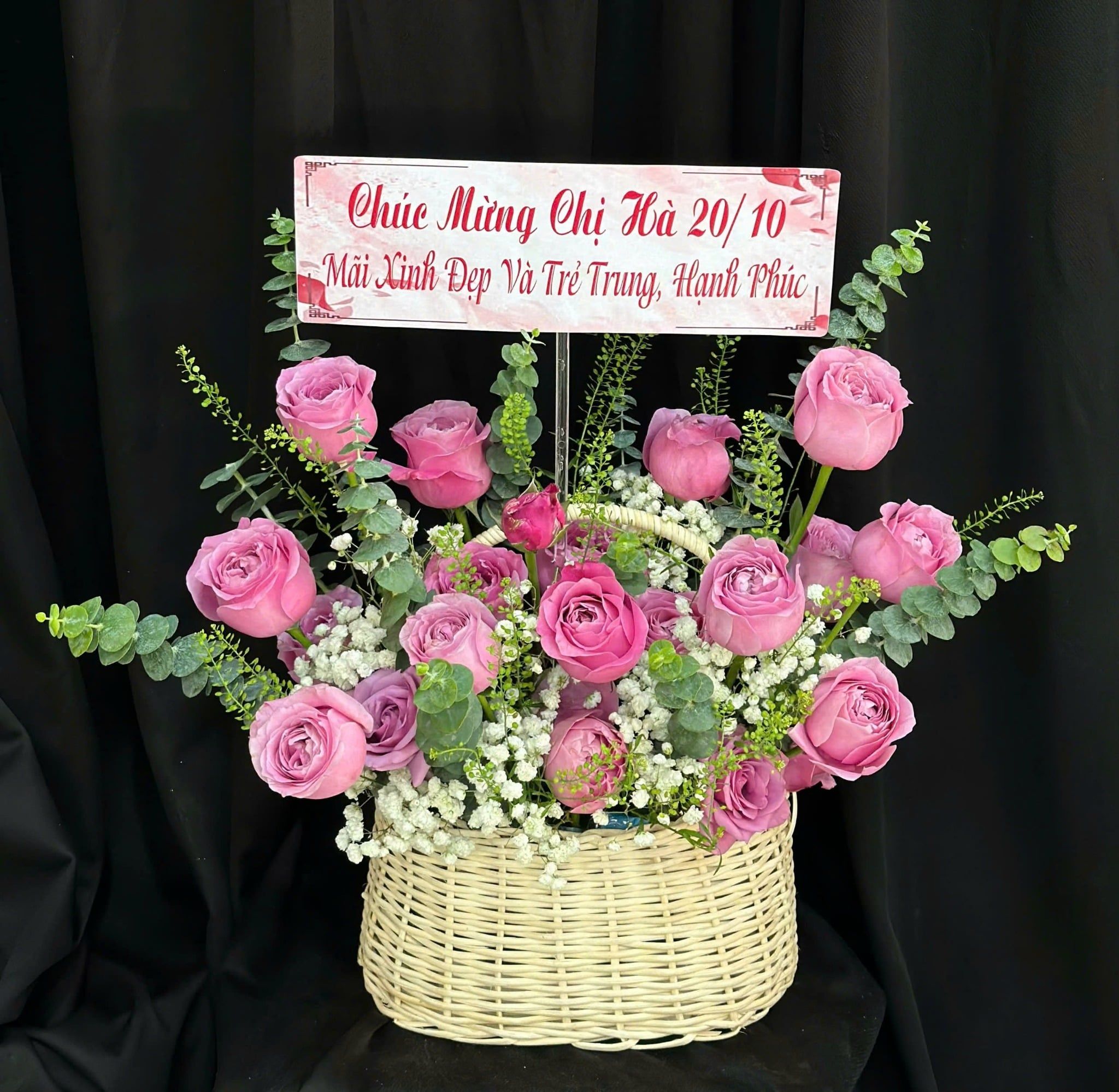  Giỏ Hoa Nét Hồng Thương Mến - GH05 