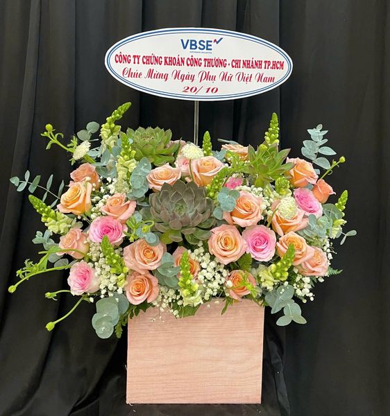 Hoa Cắm Hộp Đào Hồng An Nhiên - HCH69