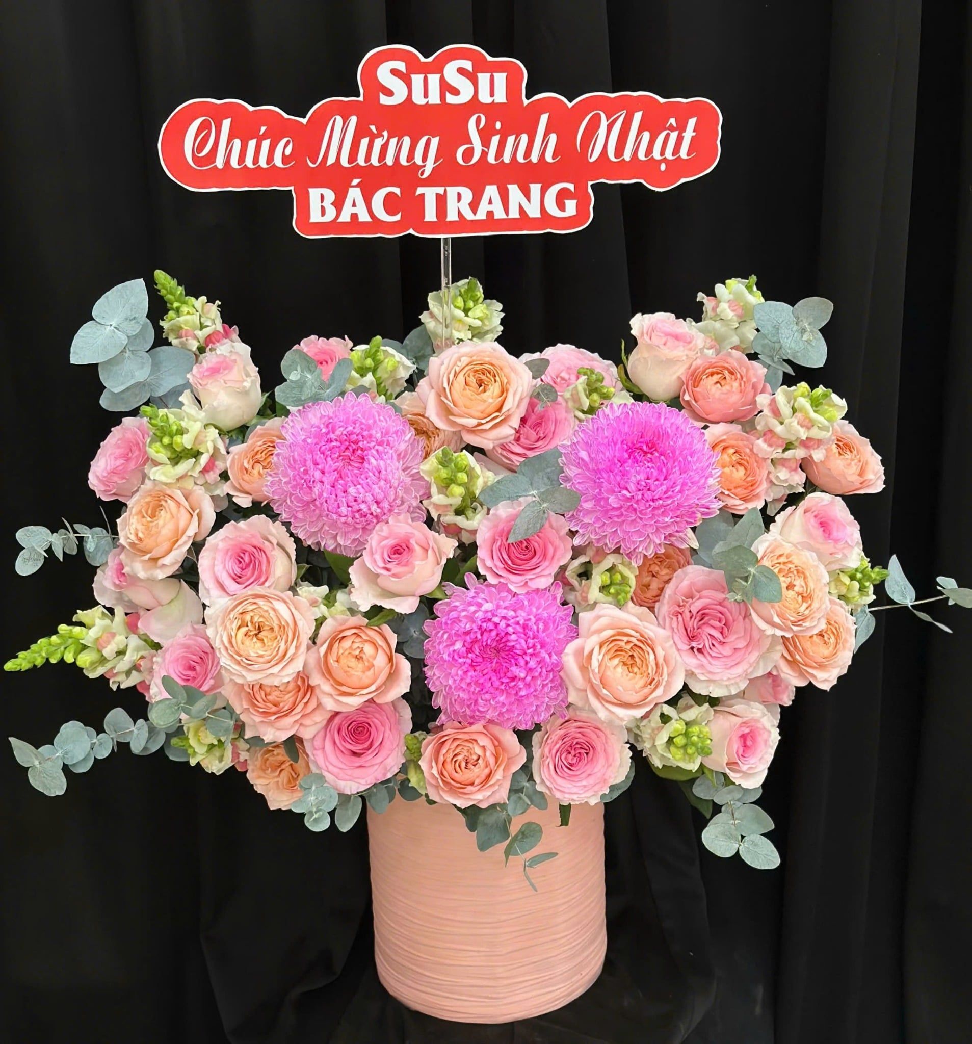  Hoa Cắm Hộp Bình Minh Phấn Ngọc- HCH101 