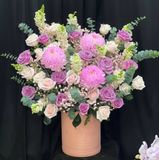  Hoa Cắm Hộp Sương Mai Tím Hồng- HCH104 