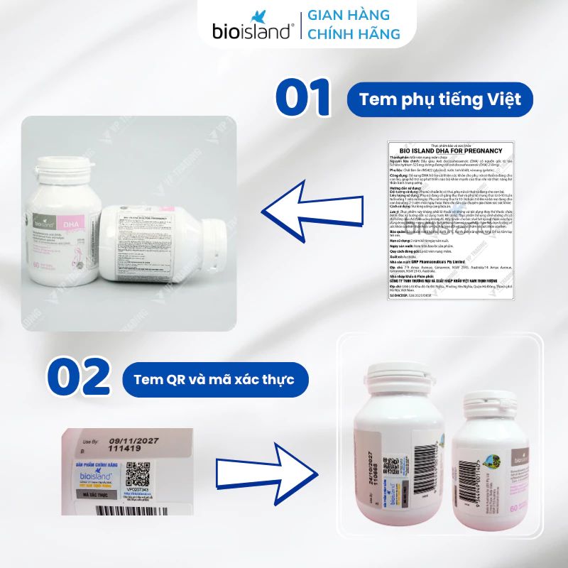 Bio Island DHA For Pregnancy hộp 60 viên bổ sung DHA thai kỳ an toàn– Dozen