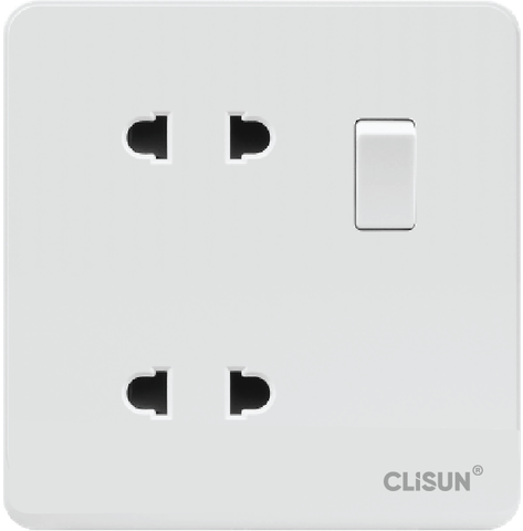 Bộ ổ cắm đôi hai chấu có công tắc 13A Clisun