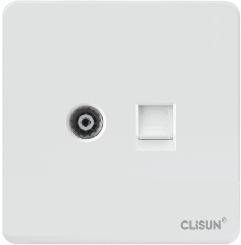 Bộ ổ cắm Tivi và điện thoại Clisun