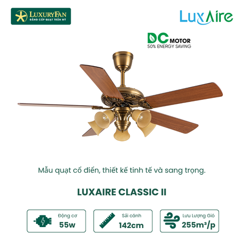 Quạt trần đèn 5 cánh Luxaire Classic II