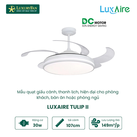 Quạt trần đèn 4 cánh Luxaire Tulip