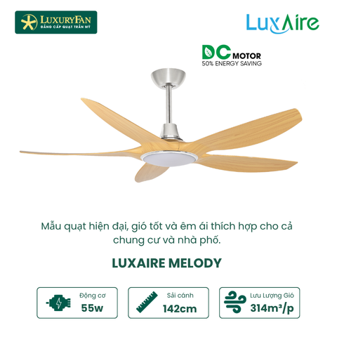 Quạt trần đèn 5 cánh Luxaire Melody