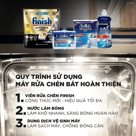 Viên rửa bát Finish Quantum Ultimate Plus túi 33 viên