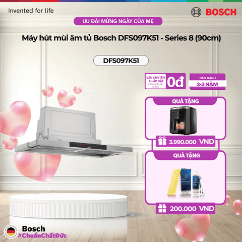 Máy hút mùi âm tủ Bosch DFS097K51 - Series 8 (90cm)
