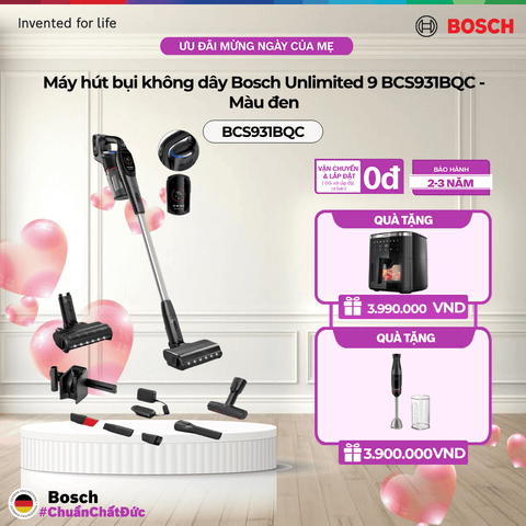 Máy hút bụi không dây Bosch Unlimited 9 BCS931BQC - Màu đen
