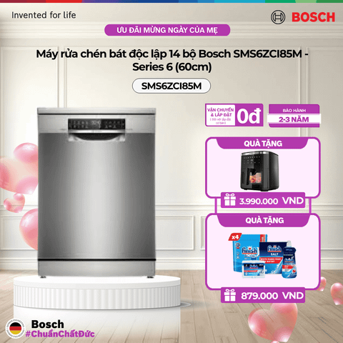 Máy rửa chén bát độc lập 14 bộ Bosch SMS6ZCI85M - Series 6 (60cm)