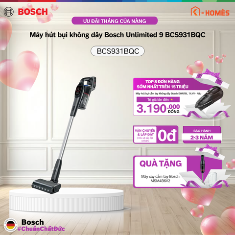 Máy hút bụi không dây Bosch Unlimited 9 BCS931BQC - Màu đen