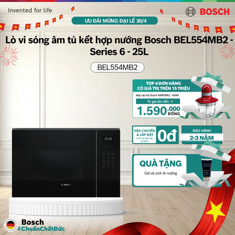 Lò vi sóng âm tủ kết hợp nướng Bosch BEL554MB2 - Series 6 - 25L