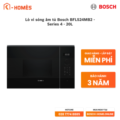 Lò vi sóng âm tủ Bosch BFL524MB2 - Series 4 - 20L