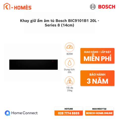 Khay giữ ấm âm tủ Bosch BIC9101B1 20L - Series 8 (14cm)