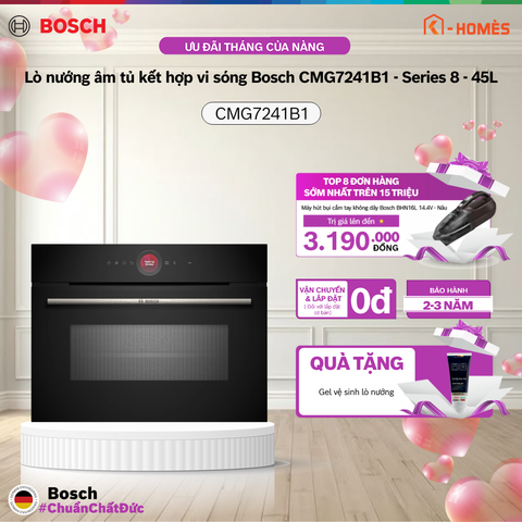 Lò nướng âm tủ kết hợp vi sóng Bosch CMG7241B1 - Series 8 - 45L