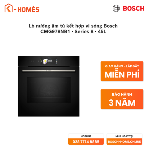 Lò nướng âm tủ kết hợp vi sóng Bosch CMG978NB1 - Series 8 - 45L