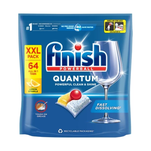 Viên rửa chén chanh Finish Quantum 64 viên