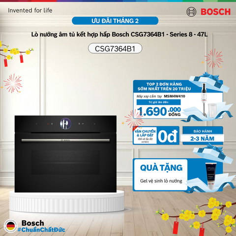 Lò nướng âm tủ kết hợp hấp Bosch CSG7364B1 - Series 8 - 47L