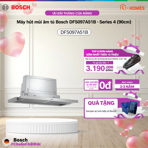 Máy hút mùi âm tủ Bosch DFS097A51B - Series 4 (90cm)