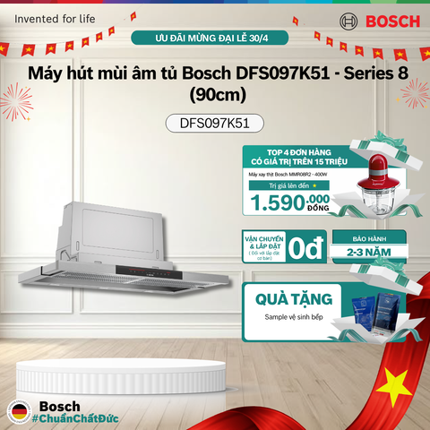 Máy hút mùi âm tủ Bosch DFS097K51 - Series 8 (90cm)