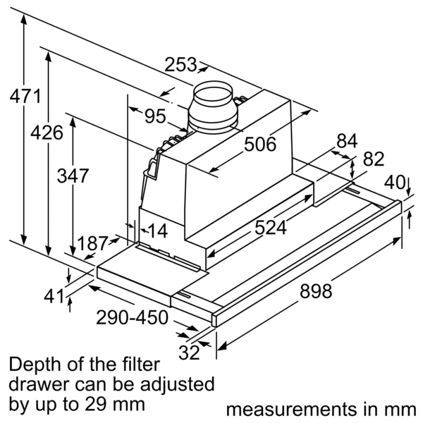 Máy hút mùi âm tủ Bosch DFS097K51 - Series 8 (90cm)