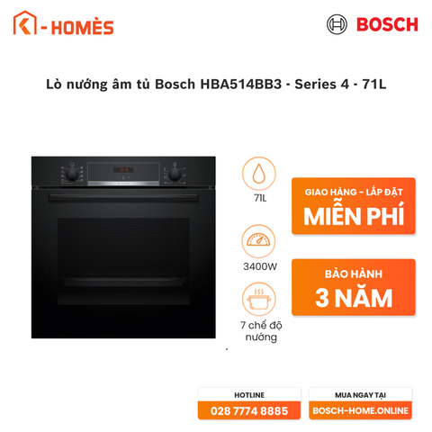 Lò nướng âm tủ Bosch HBA514BB3 - Series 4 - 71L