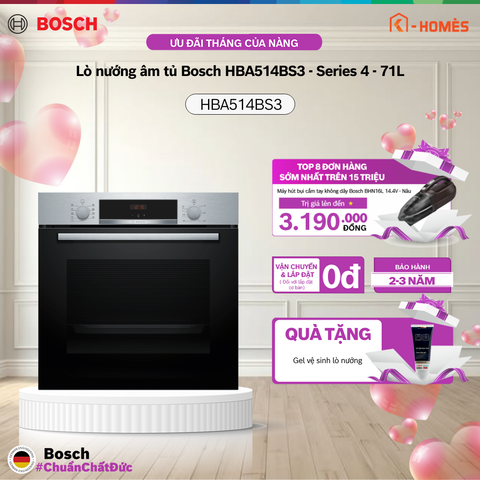 Lò nướng âm tủ Bosch HBA514BS3 - Series 4 - 71L